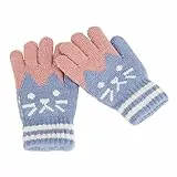 JIAHG Kinder Fingerhandschuhe Winter Warm Handschuhe Fäustlinge Kinder Strickhandschuhe Süß Gloves Skihandschuhe, 3-8 Jahre alt, Mädchen Vollfinger Handschuhe