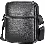 Leathario Herren Umhängetasche Leder，Schultertasche aus Echtem Leder，Herrentasche mit Großer Kapazität für Alltag Freizeit Arbeit