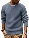 PJ PAUL JONES Winter Pullover Herren Rundhalsausschnitt mit Waffel Strickpullover Sweater M Hellblau