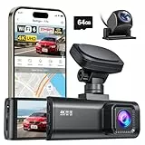 REDTIGER F7N 4K Dashcam mit WiFi GPS Vorne 4K/2.5K und Hinten 1080P Dash Kamera, Inklusive 64G Karte, 3.18' Kamera Auto, 170° Weitwinkel Dashcam Auto, Parking Monitor, Unterstützt Maximal 256GB(F7N)