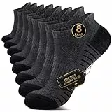 EKSHER Sneaker Socken Herren 39-42 Damen Cushioned Sportsocken Kurze Laufsocken Frotteesohle Baumwolle Halbsocken Atmungsaktive 8 Paar Dunkelgrau