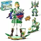 QLT QIAOLETONG 3-in-1-Bausteinset, Link Klemmbausteine Bausteinen, verwandelt Sich in 3 Verschiedene Figuren – von Link mit dem Master-Schwert über den Kampfroboter bis hin zum Gleitrad (850 Teile)