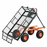 VEVOR Gartenkarre, Gartenwagen aus Metall mit einfach zu montierendem Rahmen, kippbarer Bollerwagen mit umwandelbarem 2-in-1-Griff, Allzweckschubkarre mit 400 kg Tragfähigkeit, 25,4 cm Reifen