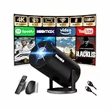 Beamer 4K Projektor Full HD 1080P【2026 Modell】 Mini Beamer mit WiFi 6 und Bluetooth 5.2, Android Tragbarer Projector 270° Dreh mit Auto Keystone für PC/HDMI/USB，mit Maus und Fernbedienung, Schwarz