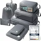 Packing Cubes Compression 8 Stück Koffer Organizer,Wasserdicht PackwüRfel Packtaschen Kompression, Travel essentials FüR HandgepäCk Koffer Und Rucksack Grau