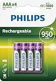Philips R03B4A95/10 Rechargeable Batteries AAA 950 mAh 1.2 V Pack of 4 in Blister Packaging