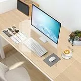 KALBIGRO Schreibtischunterlage Transparent, 60x40x0.15 cm Schreibtischunterlage Durchsichtig, Wasserdichte Schreibtisch unterlage Transparent, PVC-Tischschutz Unterlage für Büro und Zuhause