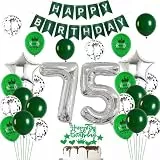 Ohaoduo Luftballons 75. Geburtstag Mann Frauen Dekoration Grün Silber Tortendeko Geburtstag 75 männer Deko 75. frau Party Deko Grün Geburtstagsdeko 75 Jahre frauen Luftballon 75