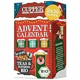 Cupper Bio Tee Adventskalender 2025, Geschenk Weihnachten, Weihnachtskalender ohne Schokolade mit 24 Teebeuteln, 2x12 Sorten, zwei neue exklusive Sorten
