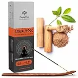 Simply Vedic Sandelholz Räucherstäbchen 250g (ca. 135 handgerollte Stäbchen) mit Halter | 45 Min Brenndauer | Natürliche, kohlefreie Agarbatti für Meditation, Yoga, Entspannung, Raumduft