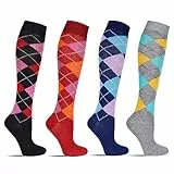4/6 Paar Laufsocken Kniestrümpfe Stützstrümpfe Reisestrümpfe Damen lange Socken Karo Muster 1303 (39, 42,4 Paar Modell 1)