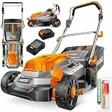 MASKO® Akku Rasenmäher mit Mulchfunktion, Akku Li-Ion Batterie 4Ah & Ladegerät Rasentrimmer 33cm Schnitt-Breite 5X Höhenverstellbar 30L Fangkorb Flächen bis 150m² inkl. Handschuhe & Bürste