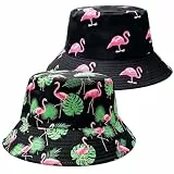 2 Stück Flamingo Fischerhut, Mallorca Party Outfit für Damen und Herren, Anglerhut für Malle Accessoires, Reversibel Fischerhüte für Karneval Cooles Party, Lustiger Sommerhut für Outdoor Beach Travel