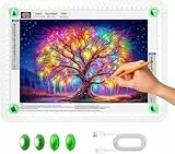 Zocelight A4 Leuchttisch Für Diamantmalerei,11000 Lux Ultraheller Leuchtplatte,Seitliche Tastenbedienung, 3-Farben Led Lichtpad,Magnetisch Lichtplatte Für Skizzieren,Zeichnen, Tattoo,Designen(Weiß)