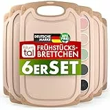 Blumtal Frühstücksbrettchen Kunststoff 25x15 cm im 6er Set - Brettchen spülmaschinenfest - Frühstücksbretter Kunststoff BPA-frei - Schneidebrett spülmaschinenfest - robuste Schneidebretter Beige