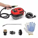 Irishom Dampfreiniger Handgerät,Hochdruck Dampfreiniger 3 BAR, 2500W,1000ml Wassertank,100 Grad,6 Geschwindigkeiten einstellbar,Mit 3 Arten von Bürstenköpfen,Küchenutensilien, Fliesen(rot)