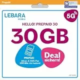 LEBARA Prepaid SIM-Karte mit Hello! 30 Prepaid Tarif ohne Vertrag | 30 GB Datenvolumen inkl. 5G | Allnet Flat | 100 Minuten ins Ausland