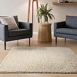 Interiyou Hochflor Teppich Sofia - 200x200 cm Creme - flauschig und einfarbig - waschbar und rutschfest - weicher Langflor