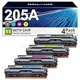 HALLOLUX 205A CF530A Toner Set Kompatibel für HP Color LaserJet Pro MFP M181fw Toner M180n M181n M180nw M180fw M154a M154nw CF531A CF532A CF533A (205A schwarz Farbe, 4er-Pack)