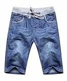 Echinodon Jungen Jeans Shorts 1/2 Kurze Hose Kinder Sommer Jeanshose Weich/Dünn/Atmungsaktiv 130