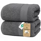 CELESTA Badetuch 2er-Set, 70x140 cm - 100% ringgesponnene Baumwolle, Saugstark & Weich - Hochwertiges Duschhandtuch - Oeko-TEX Zertifiziert - Dunkelgrau