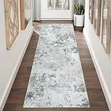 Homcomodar Abstrakter Läufer Teppich für Flur 65x180cm rutschfeste Moderne Teppiche Waschbare Küche Teppich Läufer Faux Wolle Boden Teppich Läufer Schlafzimmer Teppiche Läufer für Wohnzimmer Wäsche