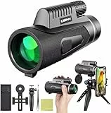 Auricase Monokulares Teleskop, monocular, 12 x 50 Hochauflösendes Monokular für Erwachsene mit BAK4-Prisma und FMC-Objektiv, mit Smartphone-Adapter, geeignet für Vogelbeobachtung (Schwarz)