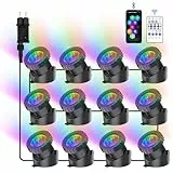 NATPOW Teichbeleuchtung Unterwasser mit Bluetooth APP, Unterwasserbeleuchtung RGB Teichlicht mit Fernbedienung, IP68 wasserdicht, DIY Farbwechsel Gartenbeleuchtung für Garten, Patio, Baum(12 in 1)