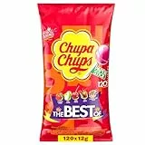 Chupa Chups The Best of Lollipop, Beutel enthält 120 Lollis in 5 Geschmacksrichtungen Cola, Erdbeere, Kirsch, Apfel, geeignet für Geburtstag