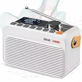 Greadio DAB/DAB+Digitales FM Radio mit Bluetooth,tragbares batteriebetriebenes wiederaufladbares Radio mit bestem Empfang,80 voreingestellte Sender,LED-Display,TF/USB-Laufwerk für Zuhause (White)