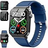Smartwatch Herren Damen mit Telefonfunktion/Message Reminder, 1,85' Smart Watch, 112+ Sportmodi IP68 Wasserdicht Fitnessuhr Herren, Sportuhr mit Puls-Schlaf-Monitor Schrittzähler, Blau