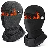 HEGCOIIE 2 Stück Winter Sturmhaube für Herren und Damen,Winddicht Thermo Balaclava Gesichtsmaske Skimaske für Outdoor Sports Radfahren, Skifahren, Motorrad, Fahrrad (Schwarz+Dunkelgrau)