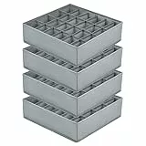 Joyoldelf 4 Stück Aufbewahrungsboxen für Socken und Unterwäsche, 24 Zellen Faltbare Boxen (Faltbox, Drawer Dividers, Schubladen Organizer Stoffboxen zum Aufbewahren von Socken（Hanfasche）