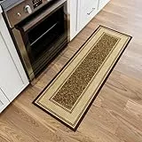 Ottomanson Ottohome-Kollektion Teppichläufer mit Gummirückseite und modernem Rand-Design, 50 cm x 150 cm, Braun