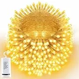 Joomer Weihnachten Lichterkette, 20M 200 LED Lichterkette Außen Batterie Timer, 8 Modi Weihnachtsbaum Lichterkette Wasserdichte Weihnachtsdeko für Balkon Zimmer Party Hochzeit Festival, Warmweiß
