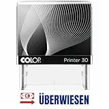 COLOP Office Stempel ÜBERWIESEN – Printer 30 zweifarbig Rot Blau Abdruck – selbstfärbend – Büro Stempel für Buchhaltung Zahlung Überweisung Dokumente ca. 47x18 mm
