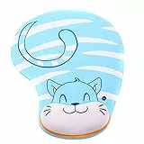 TUKA Handgelenkauflage Mouse pad Ergonomische, mit Gel Gefüllte Handgelenkunterlage, Tier Motiv Gel Mauspad Handauflage, mit Lustigem Cartoon Motiv, TKC5100 bluecat