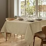 Deconovo Abwaschbare Tischdecke Lotuseffekt Wasserabweisende Tischdecken Leinenoptik Tischwäsche für Esszimmer Küche, 140x200 cm, Taupe, 1 Stück