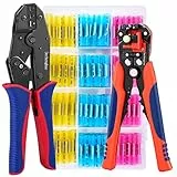 Dechengbao Crimping Tool For Heat Shrink Connectors Set with 200PCS (0.5-6mm²) Marine Grade Heat Shrink Butt Connectors and Wire Stripper (200PCS Heat Shrink Butt Connectors Set)