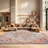 Safavieh Boho Teppich für Wohnzimmer, Esszimmer, Schlafzimmer - Madison Collection, Kurzer Flor, Beige und Orange, 200 x 300 cm