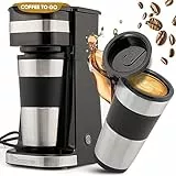 Clatronic Kaffeemaschine | Kaffee To Go Becher 400 ml | für alle gängigen Getränkehalter (z.B. Auto) | Filterkaffeemaschine | Permanent-Nylon-Filter | Edelstahlbecher mit Aromadeckel | KA 3733