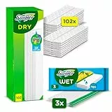 Swiffer Bodenwischer Mit 102 Trockenen Bodentüchern Nimmt Schmutz Auf Und Schließt Ihn Ein (+3 Feuchte Bodentücher als Probepackung)