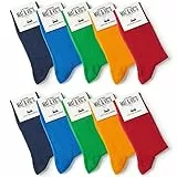Mat & Vic's bunte Socken Herren 43-46, feine Strümpfe aus Cotton Baumwolle gekämmt, Herrensocken für Freizeit, für Business Männer Damen, mehrfarbig bunt Fun Colors, Größe 43-46, 10 Paar