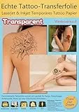 TransOurDream Inkjet/Laser Transparent Tattoo Papier A4X5 Sets,DIY Tattoo Folie Zum Bedrucken,für Kerzen, Tattoo Temporäres Transfer, Decal Papier, Transferpapier(D-11-Matt-5)