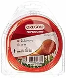 Oregon Runder Mähfaden 2,4 mm, Orange, Für Gras, Unkraut, Rasen und Blumenbeete, Gartenarbeit und Rasenpflege, Nylonfaden, Für die meisten Rasentrimmer, 2,4 mm x 15m (69-362-OR)