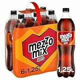 Mezzo Mix Zero Cola Orange – zuckerfreies, kalorienfreies, koffeinhaltiges Erfrischungsgetränk mit fruchtigem Cola-Mix-Geschmack – 6x 1,25L Einweg PET Flaschen – Vorratspack