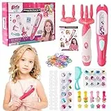 Herefun Haarflechtmaschine Mädchen Set, DIY Flechthilfe Haare mit Haarperlen, Automatic Hair Braider, Hair Bedazzler Kit, Haarschmuck Spielzeug Geschenk für Mädchen Kinder von 5-12 Jahren
