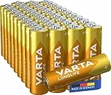 VARTA Batterien AA, 40 Stück, Longlife, Alkaline, 1,5V, für Fernbedienungen, Radios, Uhren, Made in Germany