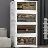 4 Aufbewahrungskörbe mit 4 Deckeln, 78 Qt weiße Schrank-Organizer und Aufbewahrung, 4 Packungen stapelbare Aufbewahrungsbehälter mit Rollen, Doppeltür, zusammenklappbare Aufbewahrungsbehälter für