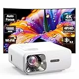 Jimveo Videoprojektor 4K – Autofokus/Keystone, 1000 ANSI, Full HD 1080P WiFi 6 & Bluetooth, tragbarer Retroprojektor, Heimkino